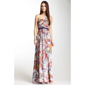 BCBG maxazria maxi formal prom one shoulder dress